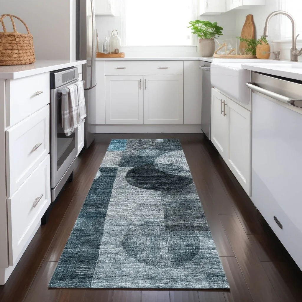 LOOMLAN Rugs Amara Teal Washable Indoor-Outdoor Rug