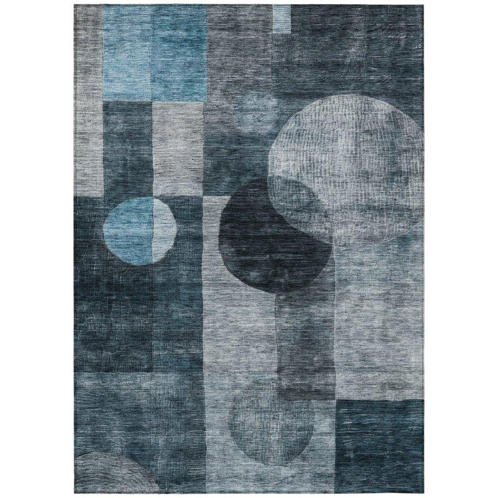 LOOMLAN Rugs Amara Teal Washable Indoor-Outdoor Rug