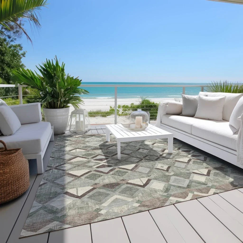 LOOMLAN Rugs Amarrah Green Washable Indoor-Outdoor Rug