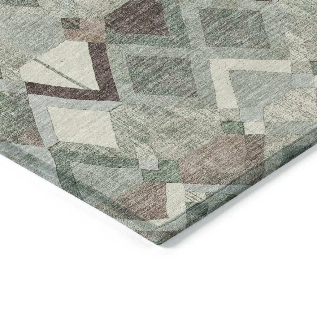LOOMLAN Rugs Amarrah Green Washable Indoor-Outdoor Rug