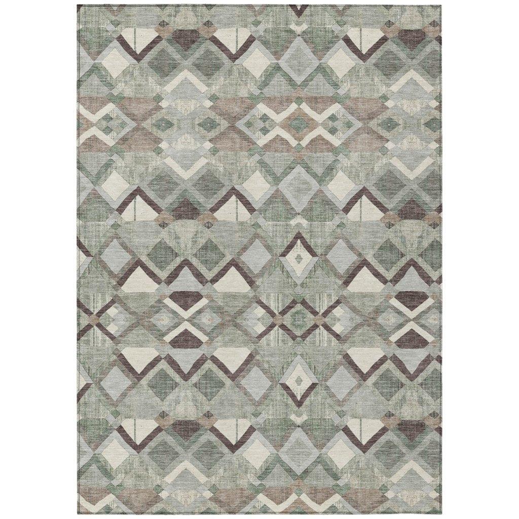 LOOMLAN Rugs Amarrah Green Washable Indoor-Outdoor Rug