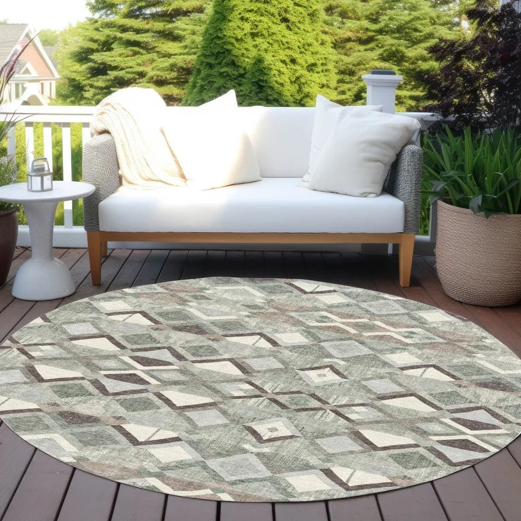 LOOMLAN Rugs Amarrah Green Washable Indoor-Outdoor Rug