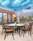 Amber Outdoor Glass Dining Table Set for 6 Persons - LOOMLAN - LOOMLAN - Outdoor Dining Sets