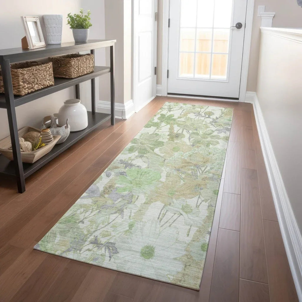 LOOMLAN Rugs Ameliah Green Washable Indoor-Outdoor Rug