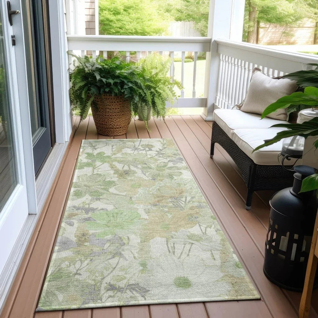 LOOMLAN Rugs Ameliah Green Washable Indoor-Outdoor Rug