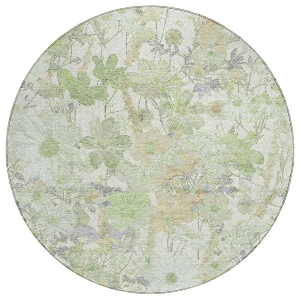 LOOMLAN Rugs Ameliah Green Washable Indoor-Outdoor Rug