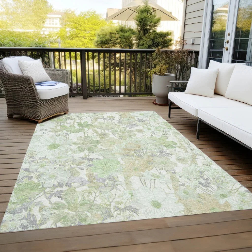LOOMLAN Rugs Ameliah Green Washable Indoor-Outdoor Rug