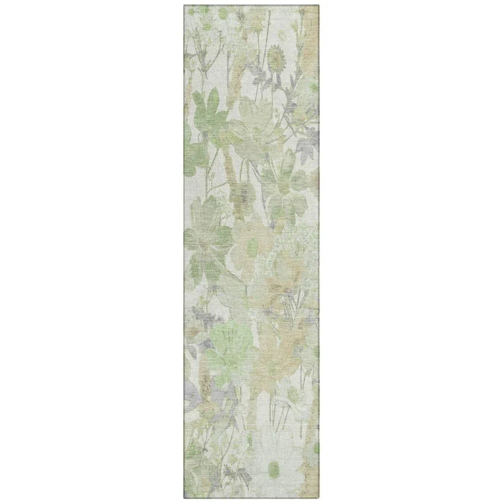 LOOMLAN Rugs Ameliah Green Washable Indoor-Outdoor Rug