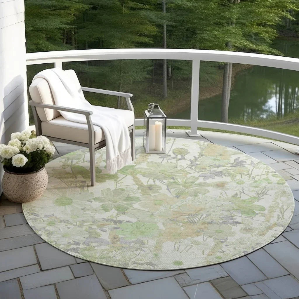 LOOMLAN Rugs Ameliah Green Washable Indoor-Outdoor Rug