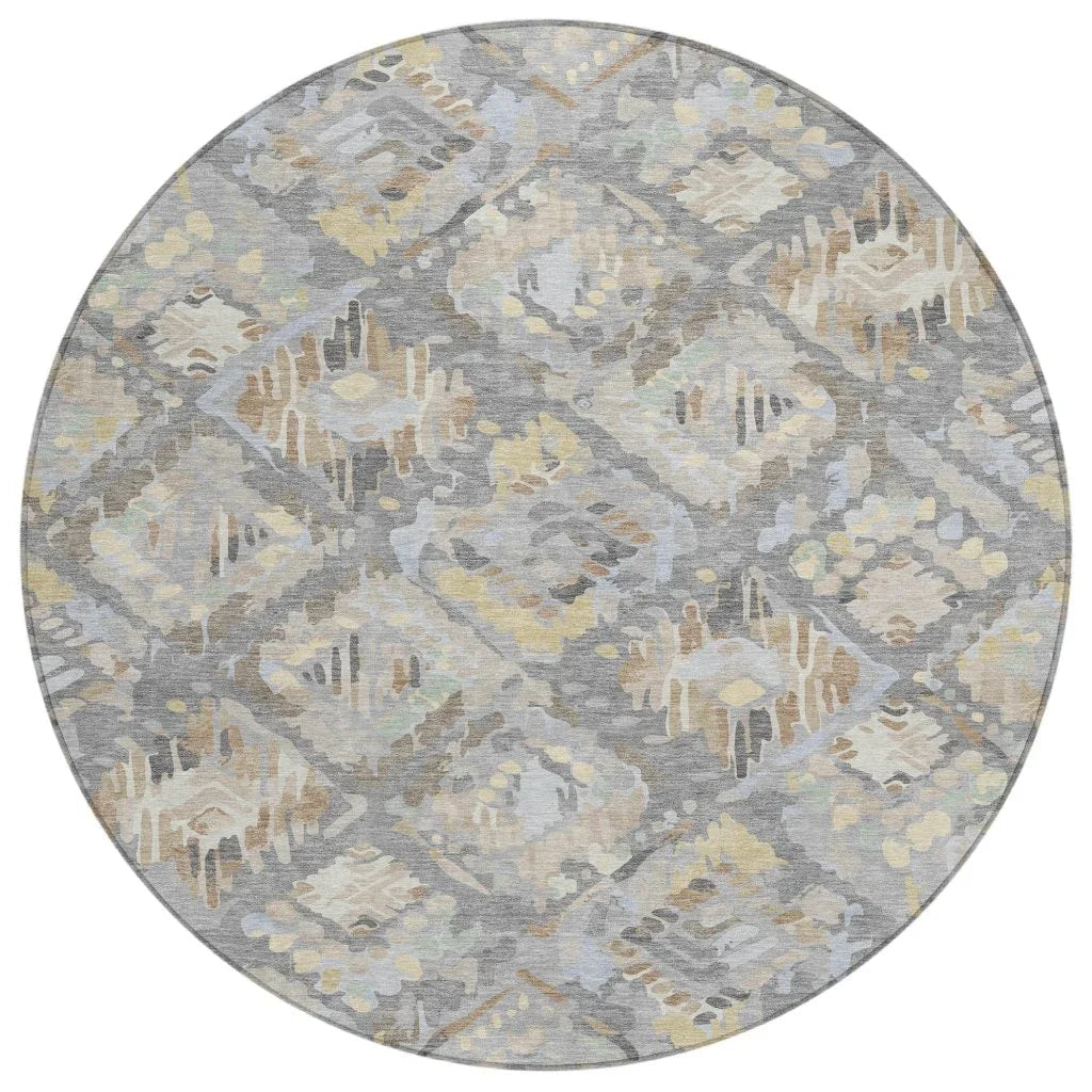 LOOMLAN Rugs Amethira Gray Washable Indoor-Outdoor Rug