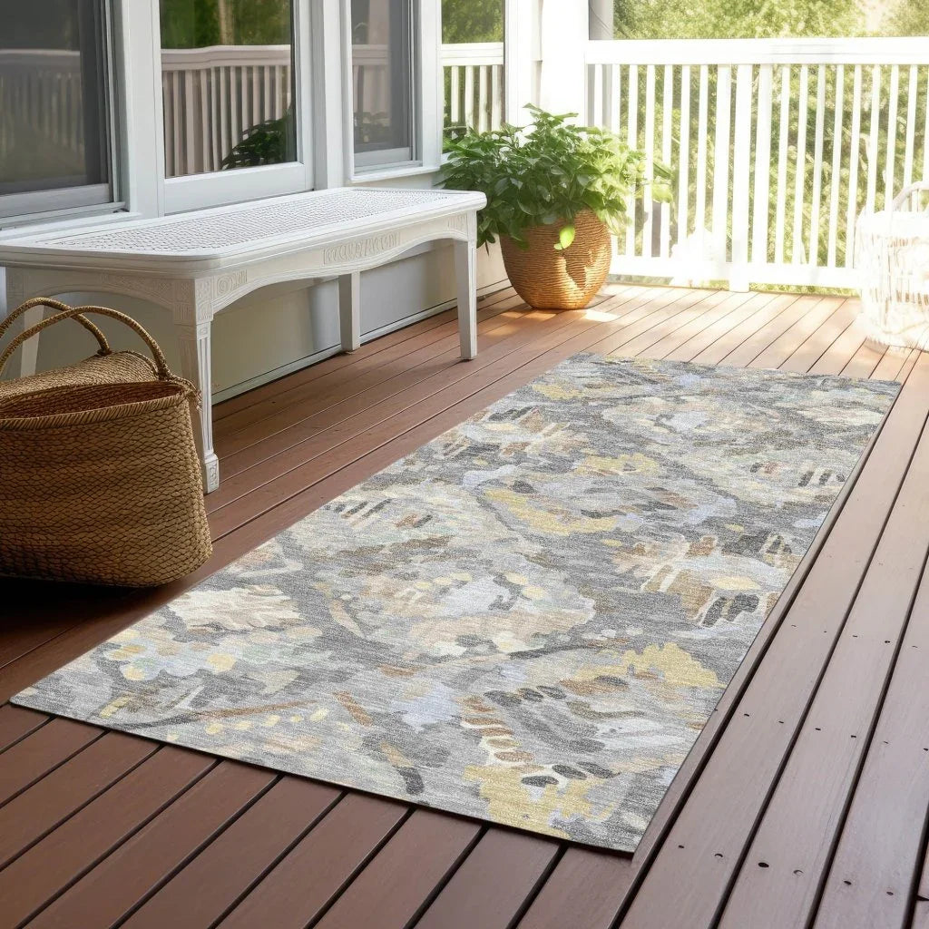 LOOMLAN Rugs Amethira Gray Washable Indoor-Outdoor Rug