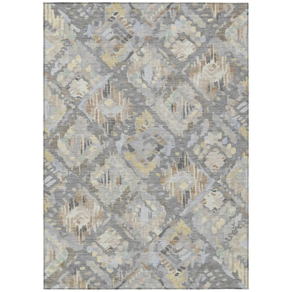 LOOMLAN Rugs Amethira Gray Washable Indoor-Outdoor Rug