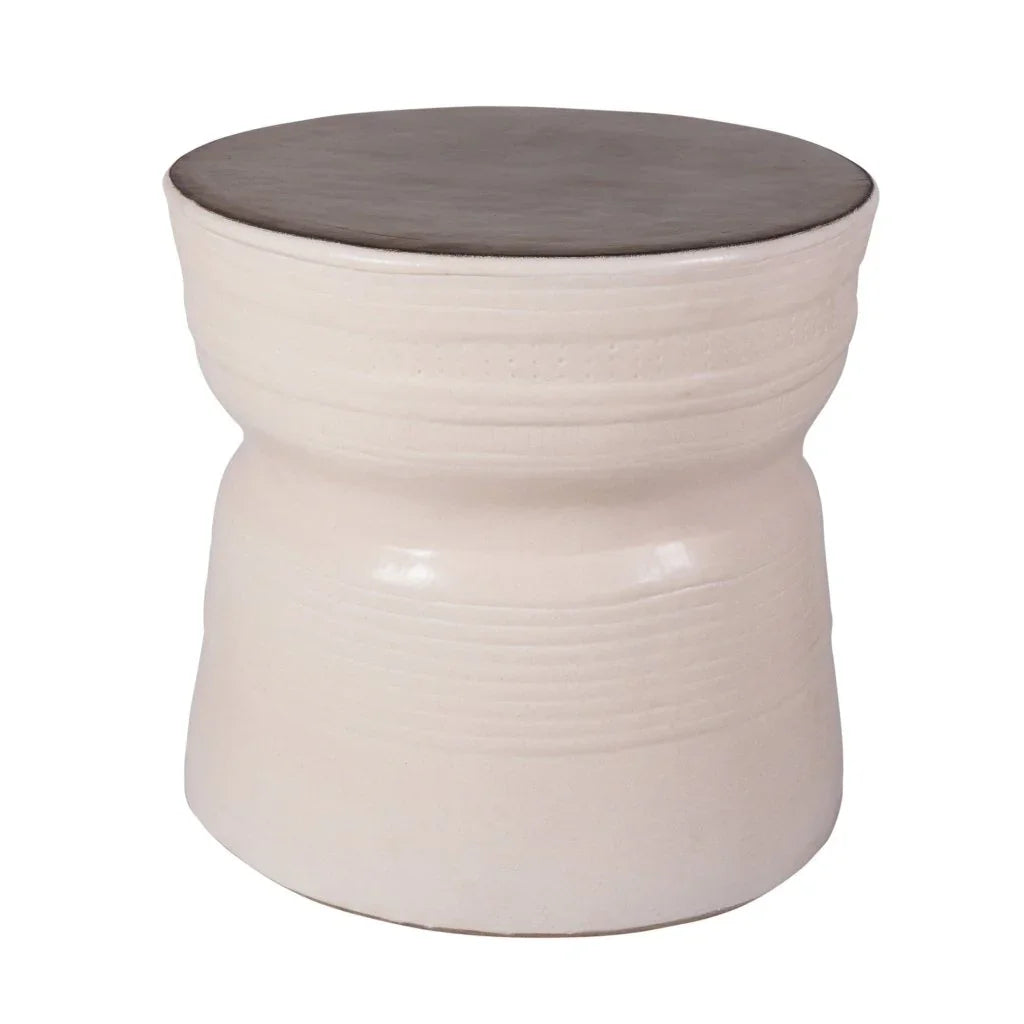 Ancaris Ring Handcrafted Ceramic Patio Accent Table - LOOMLAN - Seasonal Living - Outdoor Side Tables