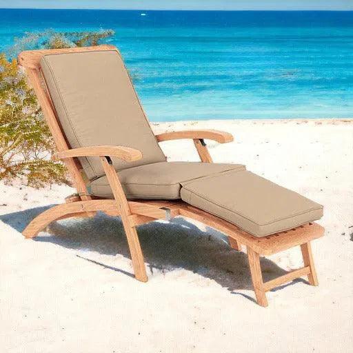 Anders Teak Folding Chair Lounge Sunbrella Cushion - LOOMLAN - HiTeak - Outdoor Cabanas & Loungers