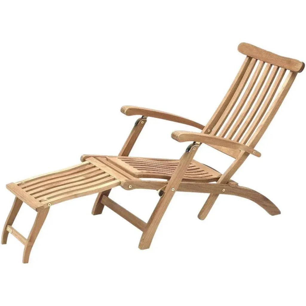 Anders Teak Folding Chair Lounge Sunbrella Cushion - LOOMLAN - HiTeak - Outdoor Cabanas &amp; Loungers