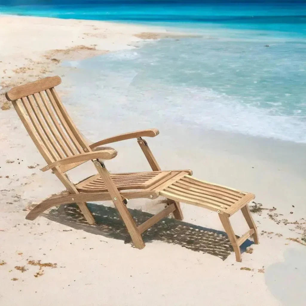 Anders Teak Folding Outdoor Deck Chair - LOOMLAN - HiTeak - Outdoor Lounge Chairs