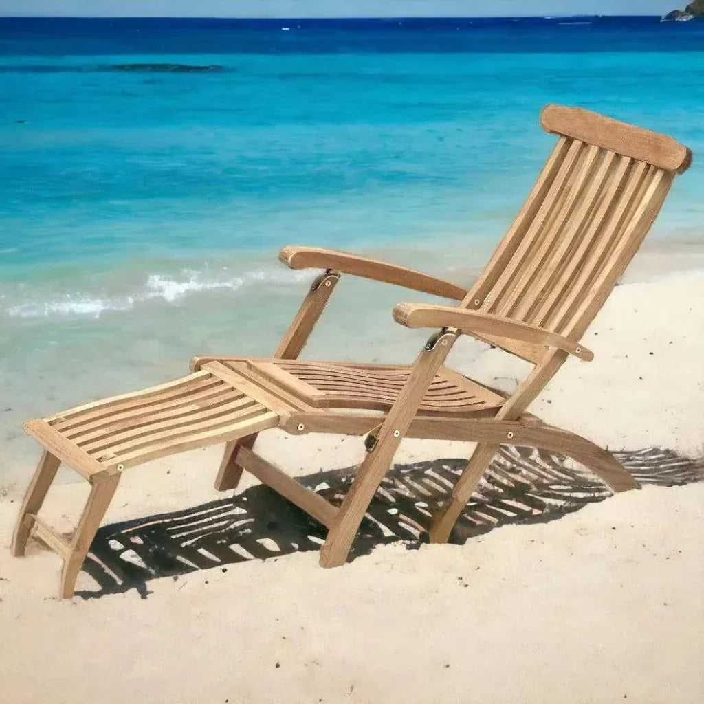 Anders Teak Folding Outdoor Deck Chair - LOOMLAN - HiTeak - Outdoor Lounge Chairs
