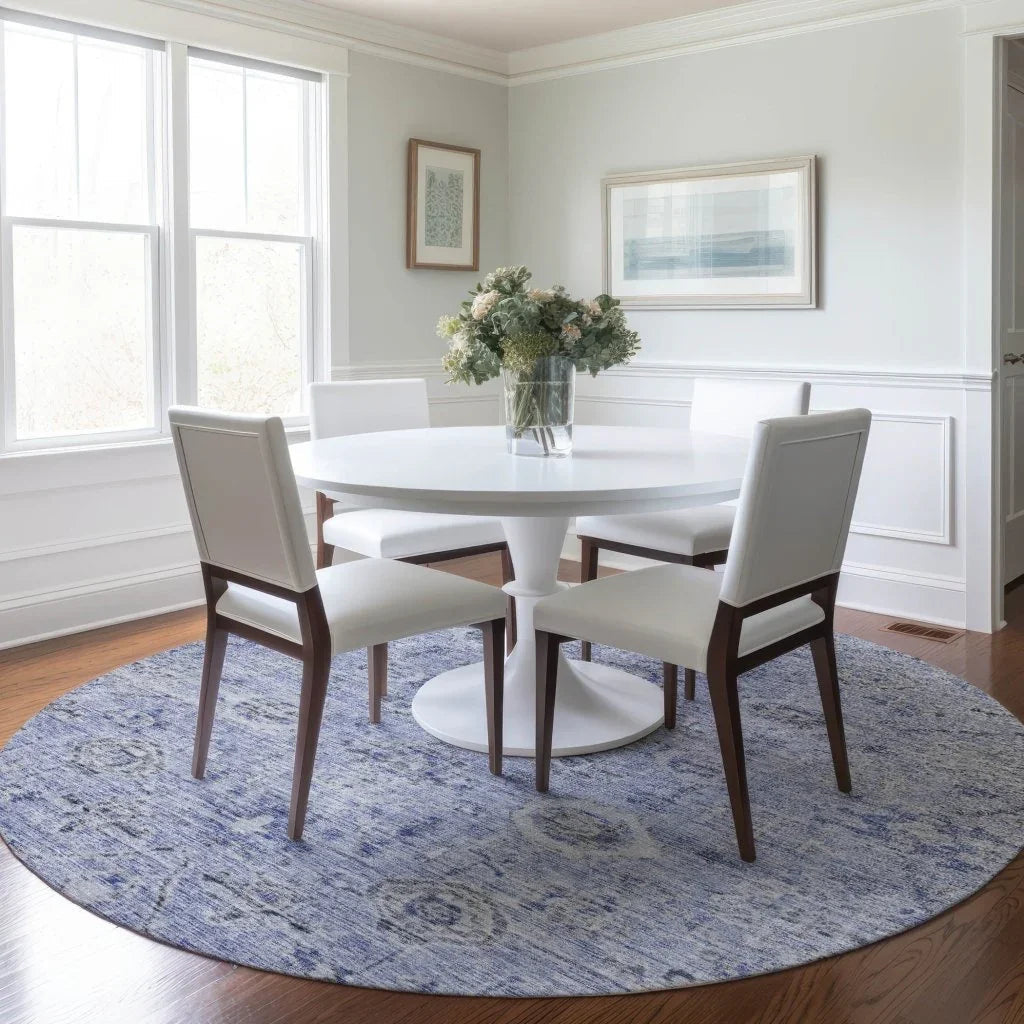 LOOMLAN Rugs Andorra Blue Washable Indoor-Outdoor Rug
