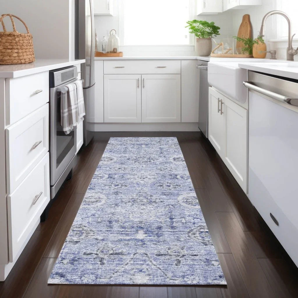 LOOMLAN Rugs Andorra Blue Washable Indoor-Outdoor Rug