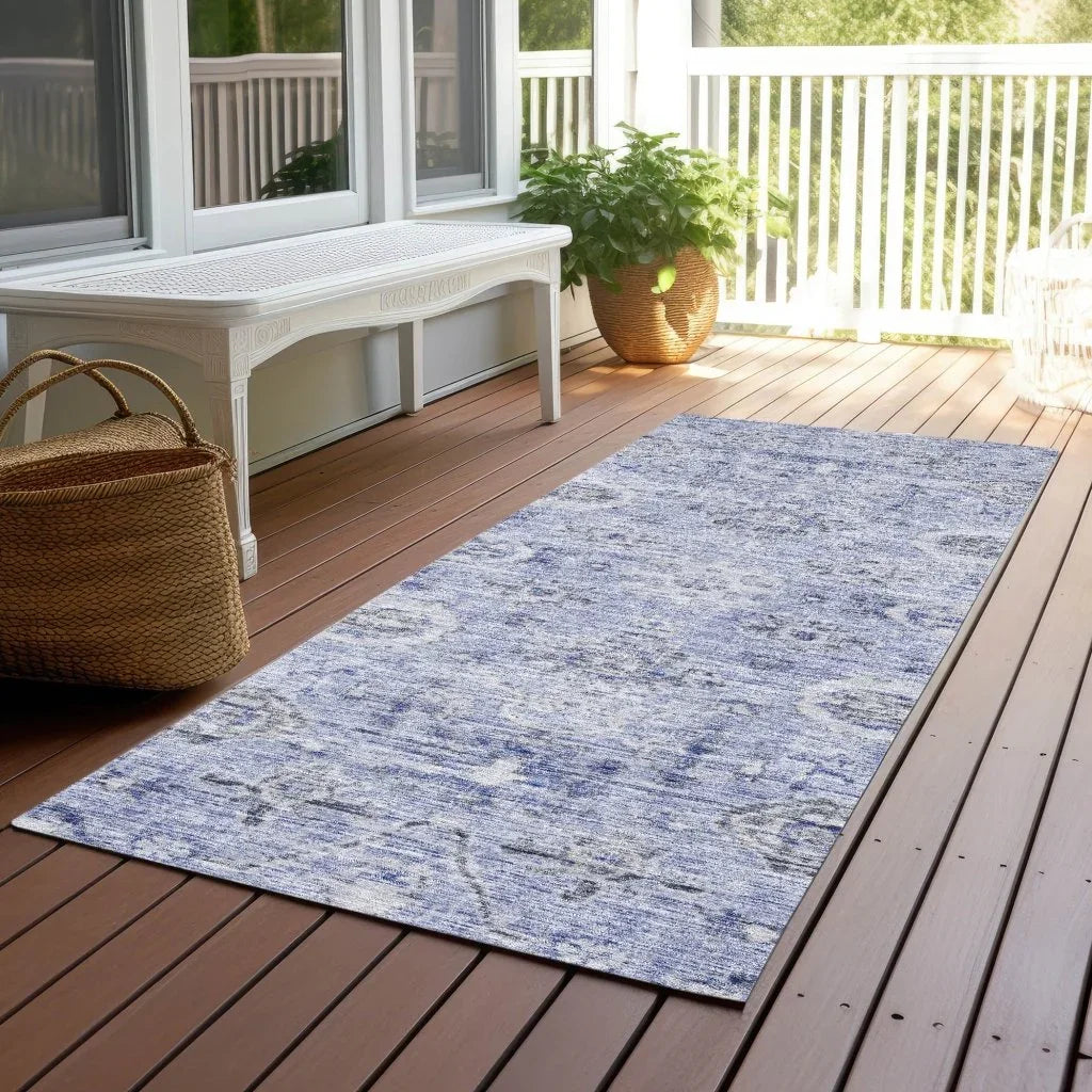 LOOMLAN Rugs Andorra Blue Washable Indoor-Outdoor Rug