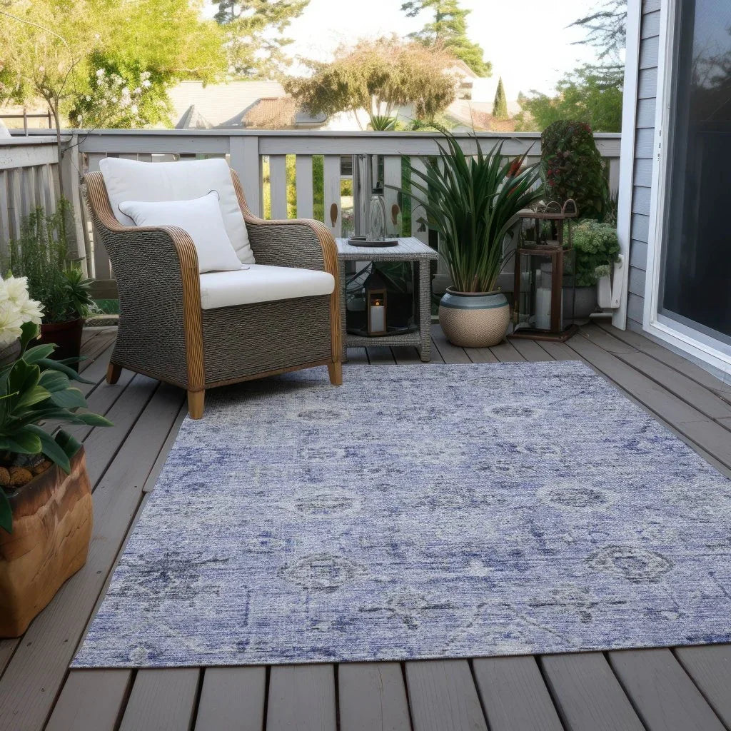 LOOMLAN Rugs Andorra Blue Washable Indoor-Outdoor Rug