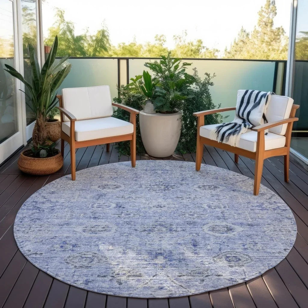 LOOMLAN Rugs Andorra Blue Washable Indoor-Outdoor Rug