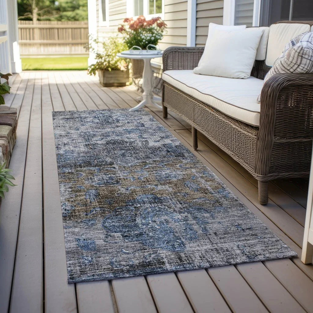 LOOMLAN Rugs Anna Blue Washable Indoor-Outdoor Rug