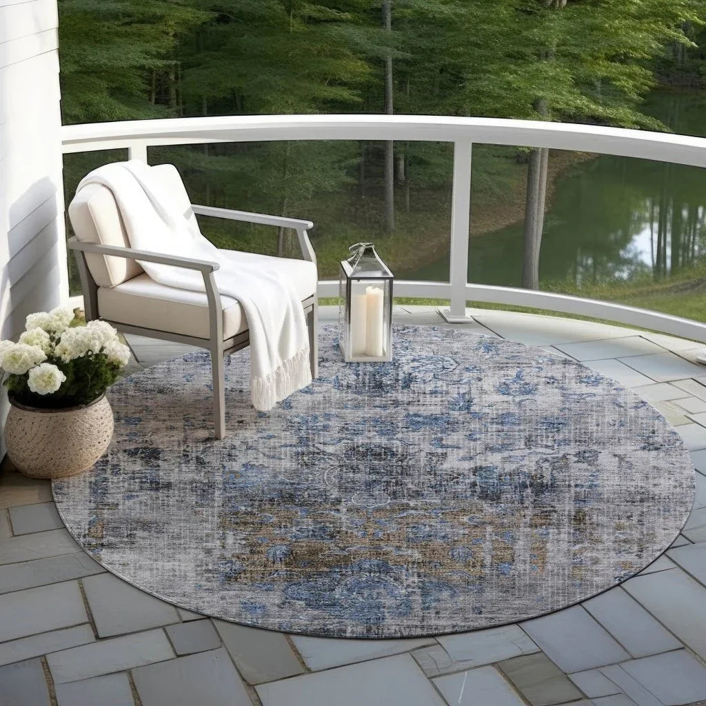 LOOMLAN Rugs Anna Blue Washable Indoor-Outdoor Rug