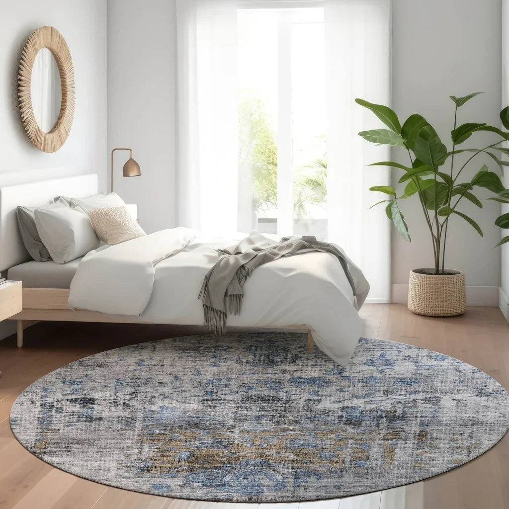 LOOMLAN Rugs Anna Blue Washable Indoor-Outdoor Rug