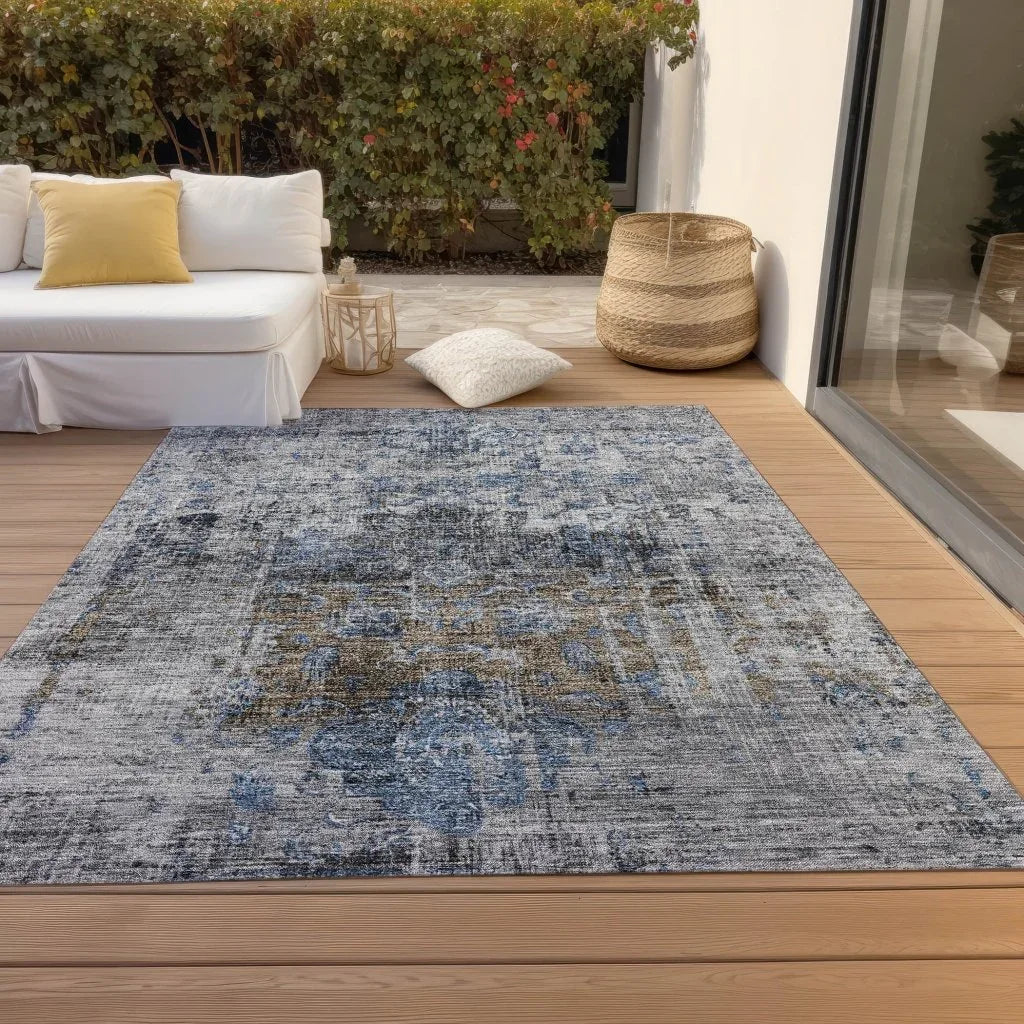 LOOMLAN Rugs Anna Blue Washable Indoor-Outdoor Rug