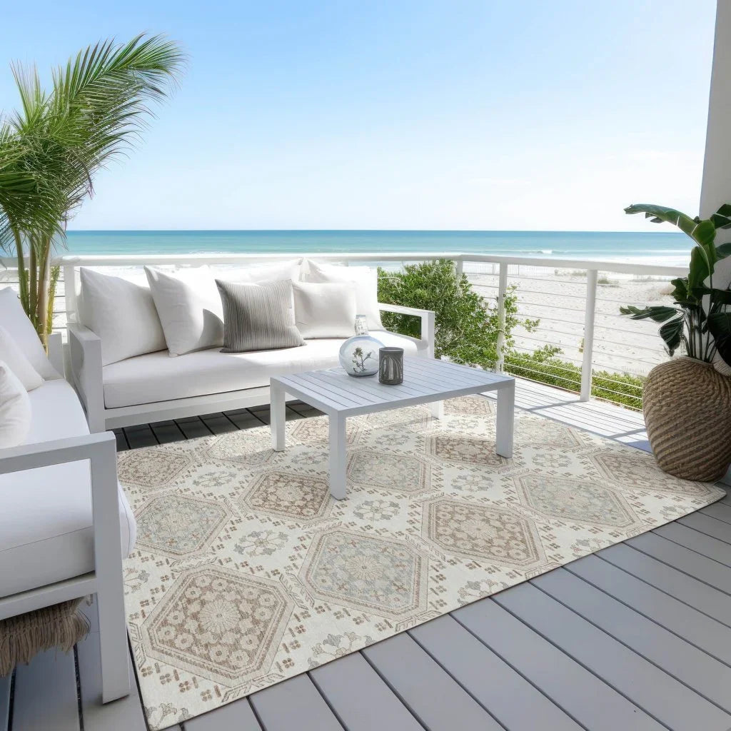 LOOMLAN Rugs Antheya Ivory Washable Indoor-Outdoor Rug