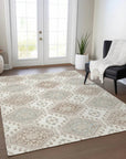 LOOMLAN Rugs Antheya Ivory Washable Indoor-Outdoor Rug