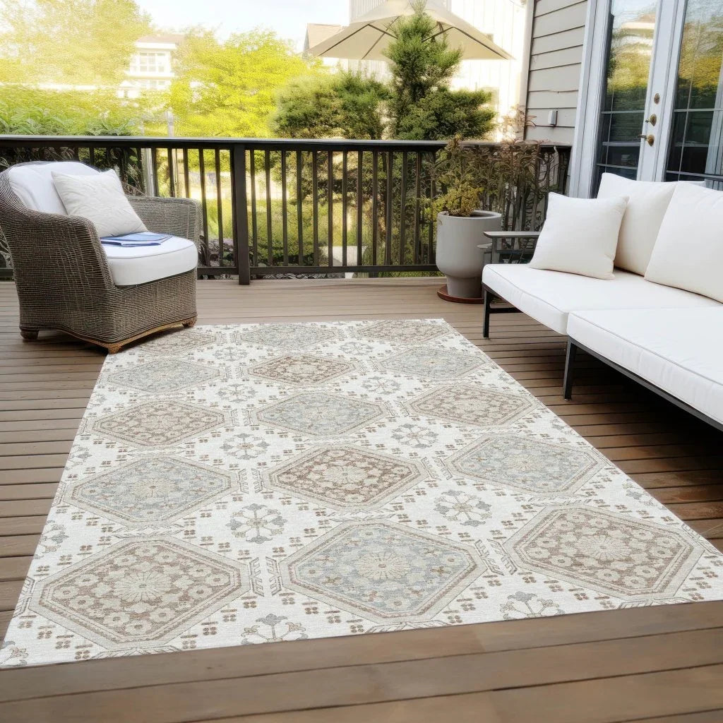 LOOMLAN Rugs Antheya Ivory Washable Indoor-Outdoor Rug