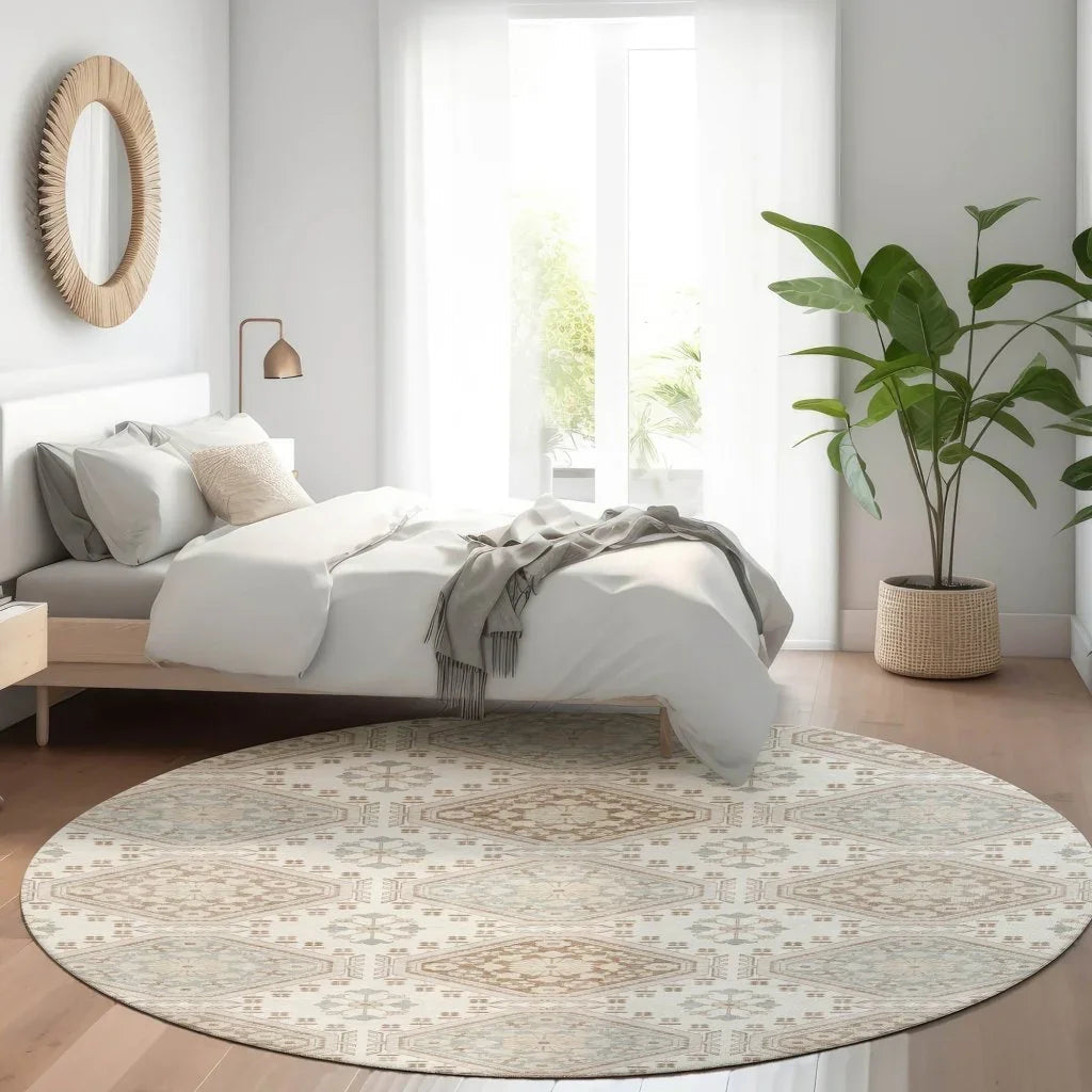 LOOMLAN Rugs Antheya Ivory Washable Indoor-Outdoor Rug