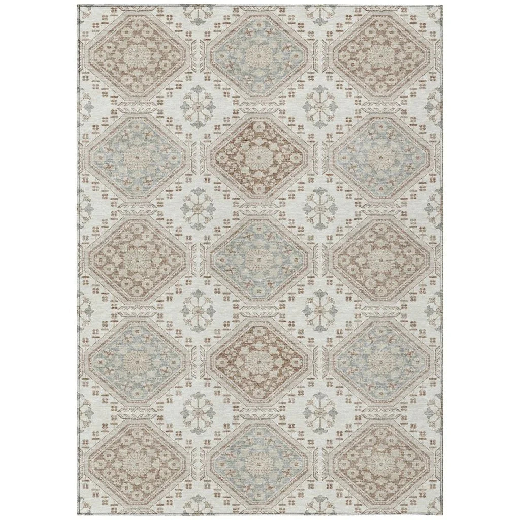 LOOMLAN Rugs Antheya Ivory Washable Indoor-Outdoor Rug