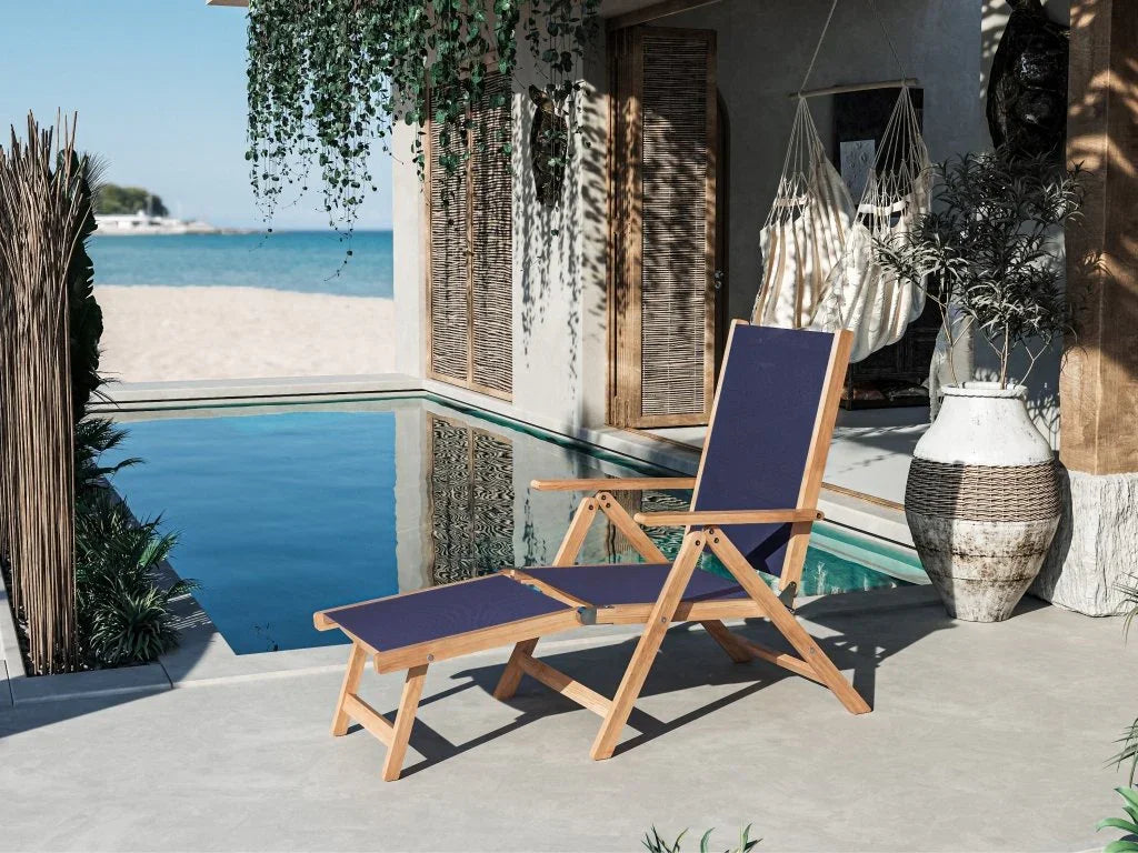 Aquitania Teak Patio Folding Lounge Deck Chair - LOOMLAN - HiTeak - Outdoor Lounge Chairs