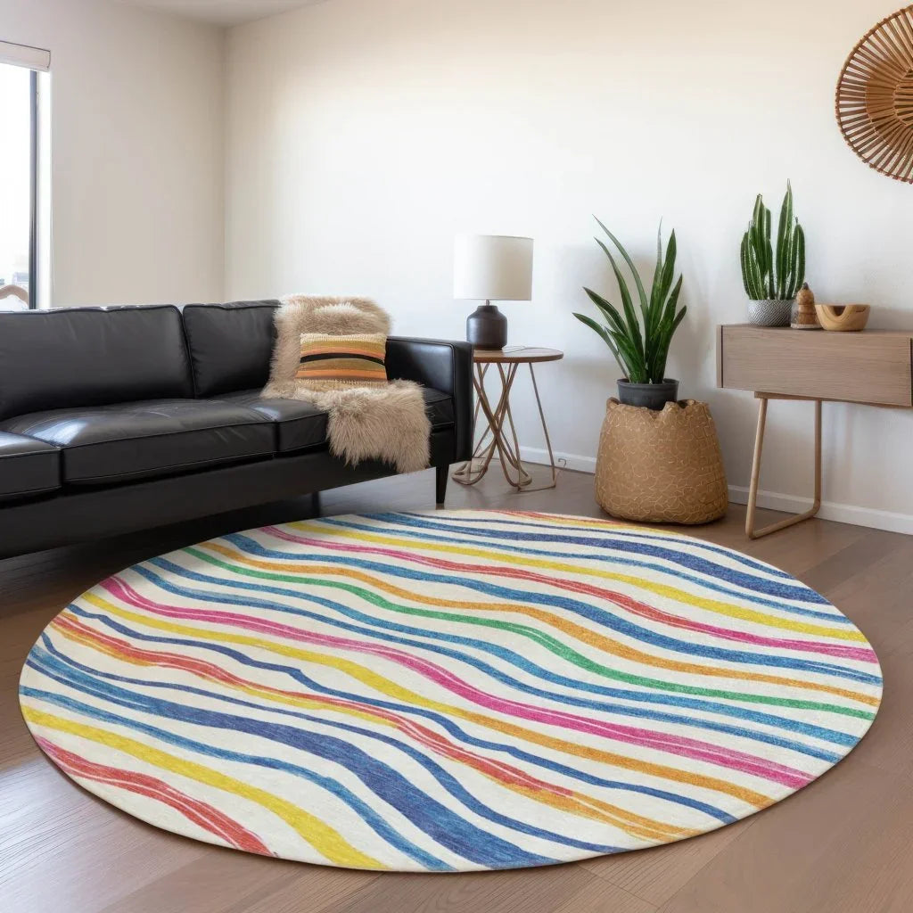 LOOMLAN Rugs Arayndra Ivory Washable Indoor-Outdoor Rug
