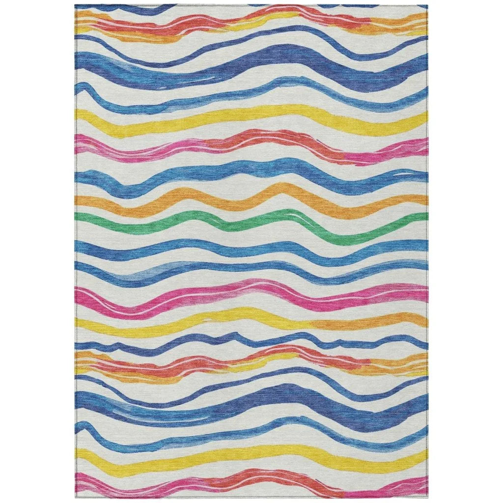 LOOMLAN Rugs Arayndra Ivory Washable Indoor-Outdoor Rug