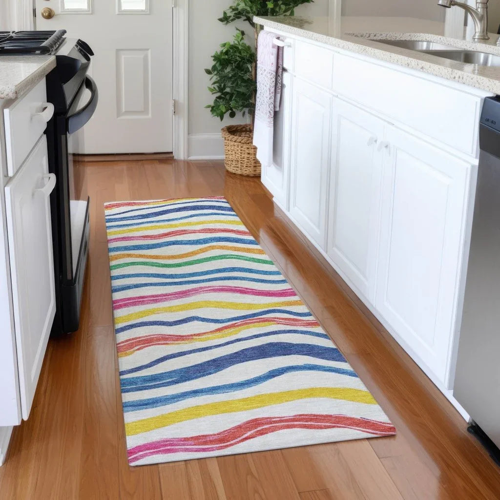 LOOMLAN Rugs Arayndra Ivory Washable Indoor-Outdoor Rug