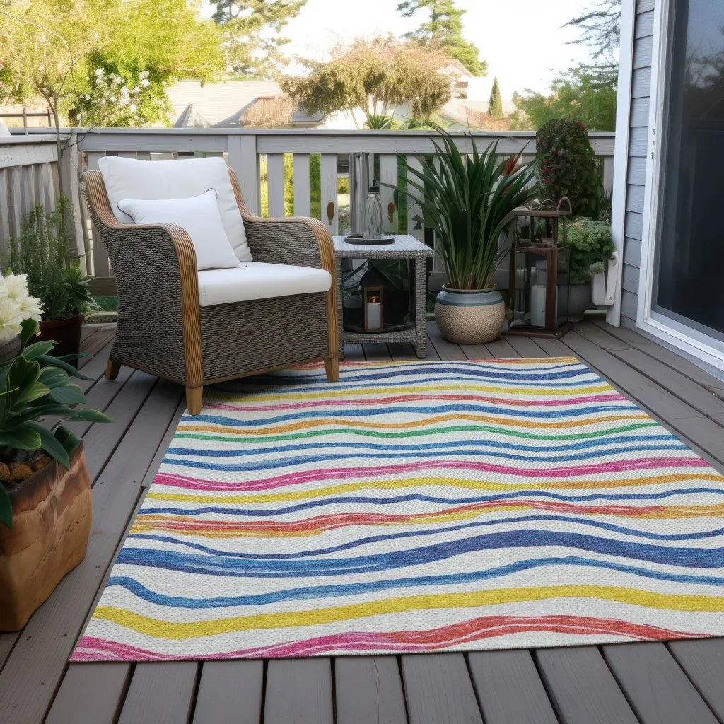 LOOMLAN Rugs Arayndra Ivory Washable Indoor-Outdoor Rug