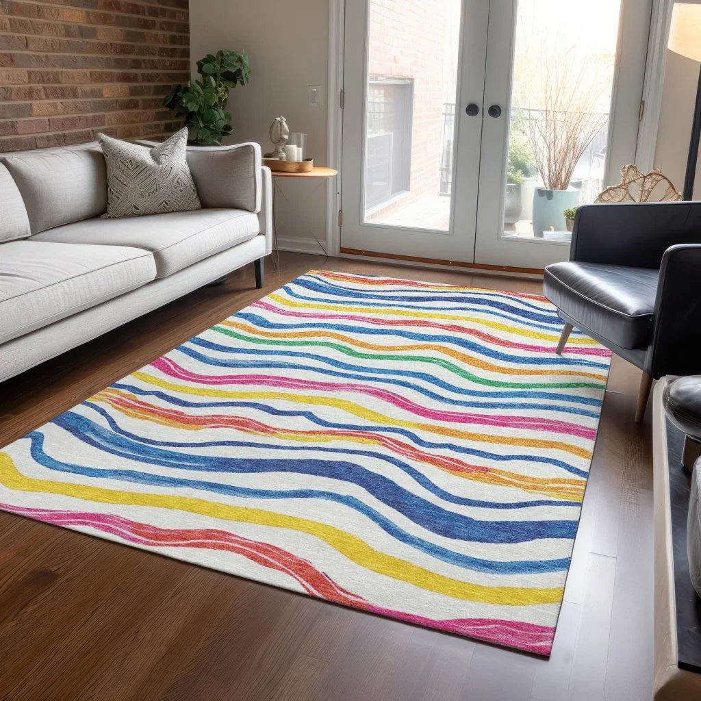 LOOMLAN Rugs Arayndra Ivory Washable Indoor-Outdoor Rug
