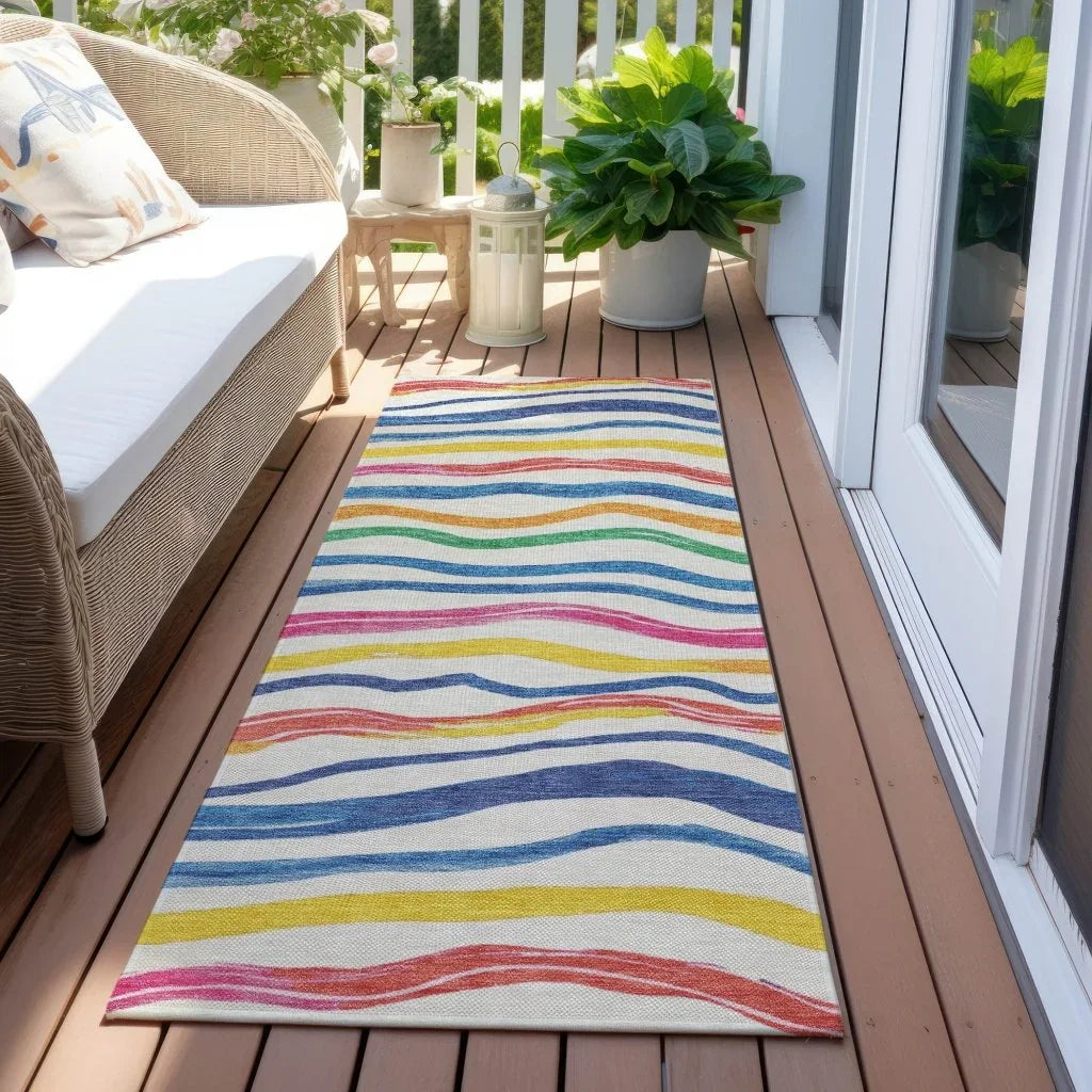 LOOMLAN Rugs Arayndra Ivory Washable Indoor-Outdoor Rug
