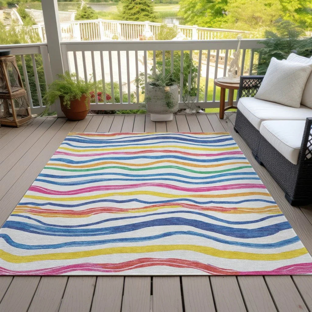 LOOMLAN Rugs Arayndra Ivory Washable Indoor-Outdoor Rug