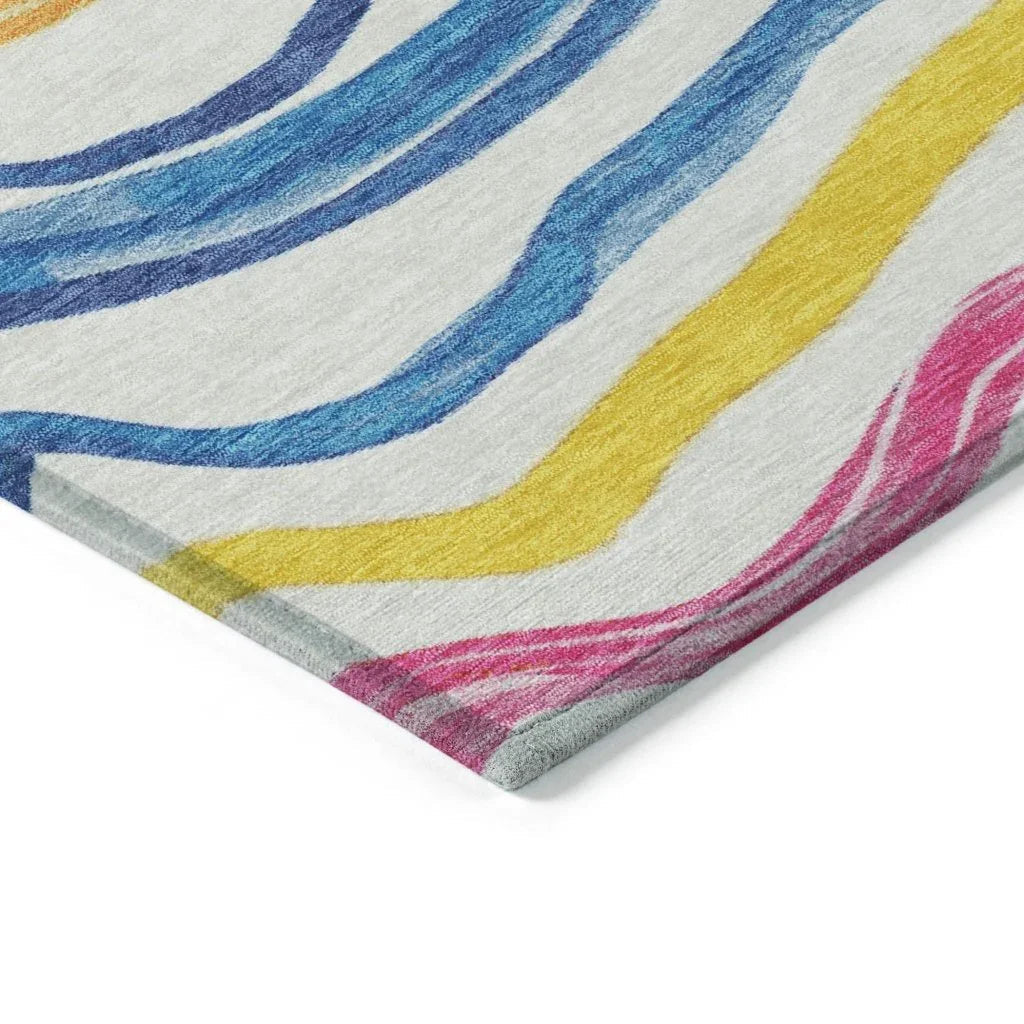 LOOMLAN Rugs Arayndra Ivory Washable Indoor-Outdoor Rug