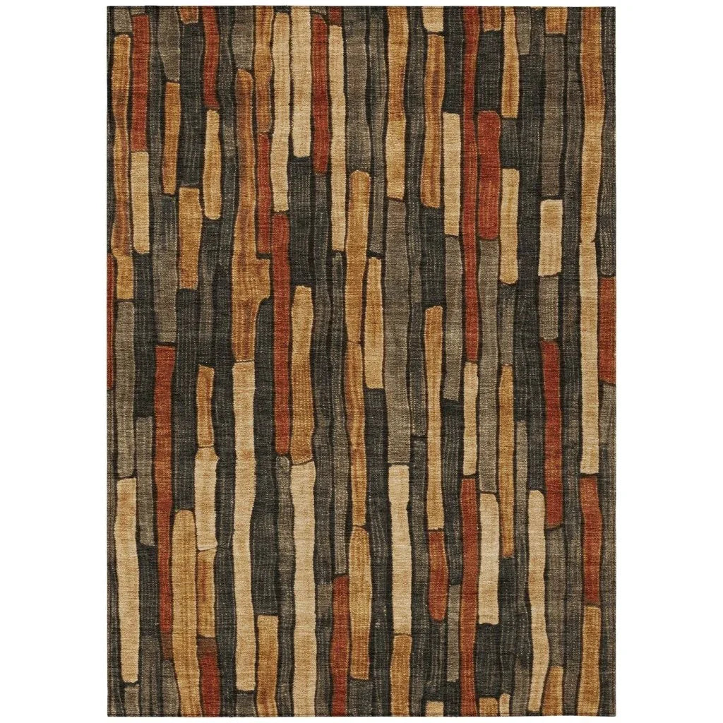 LOOMLAN Rugs Arganza Brown Washable Indoor-Outdoor Rug
