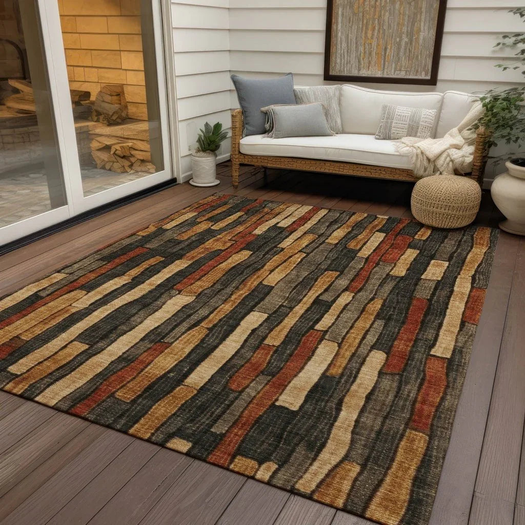 LOOMLAN Rugs Arganza Brown Washable Indoor-Outdoor Rug