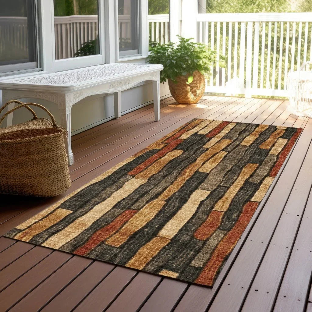 LOOMLAN Rugs Arganza Brown Washable Indoor-Outdoor Rug