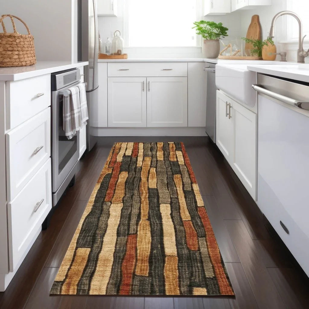 LOOMLAN Rugs Arganza Brown Washable Indoor-Outdoor Rug