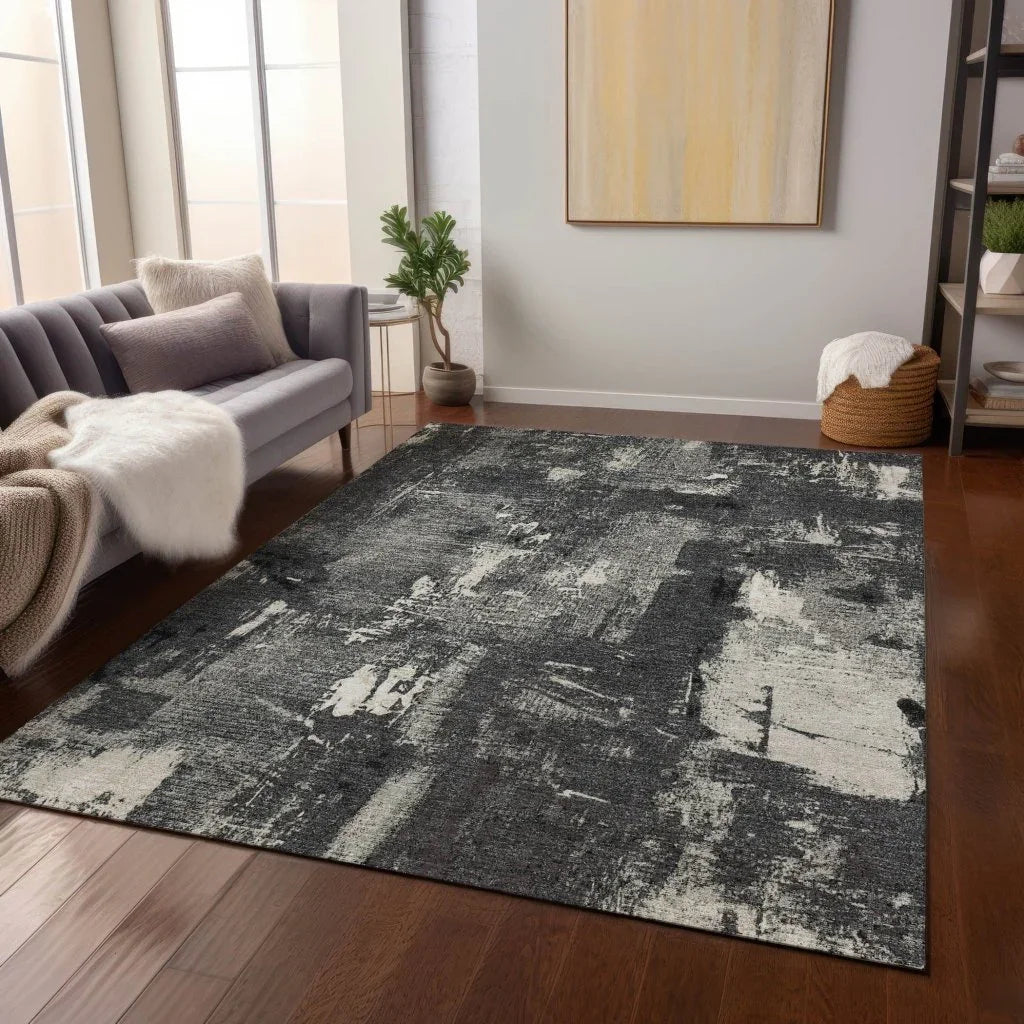 LOOMLAN Rugs Aria Black Washable Indoor-Outdoor Rug