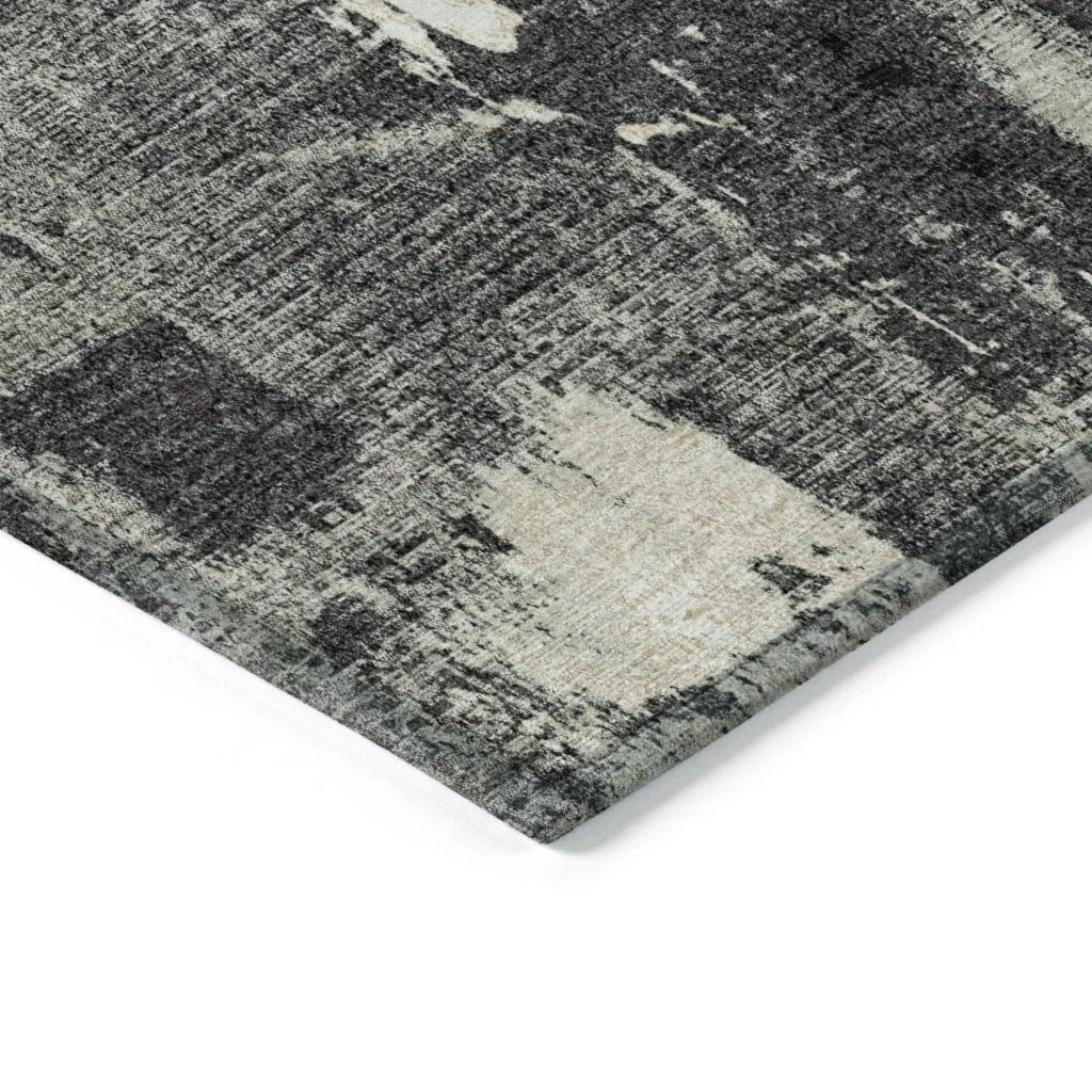 LOOMLAN Rugs Aria Black Washable Indoor-Outdoor Rug